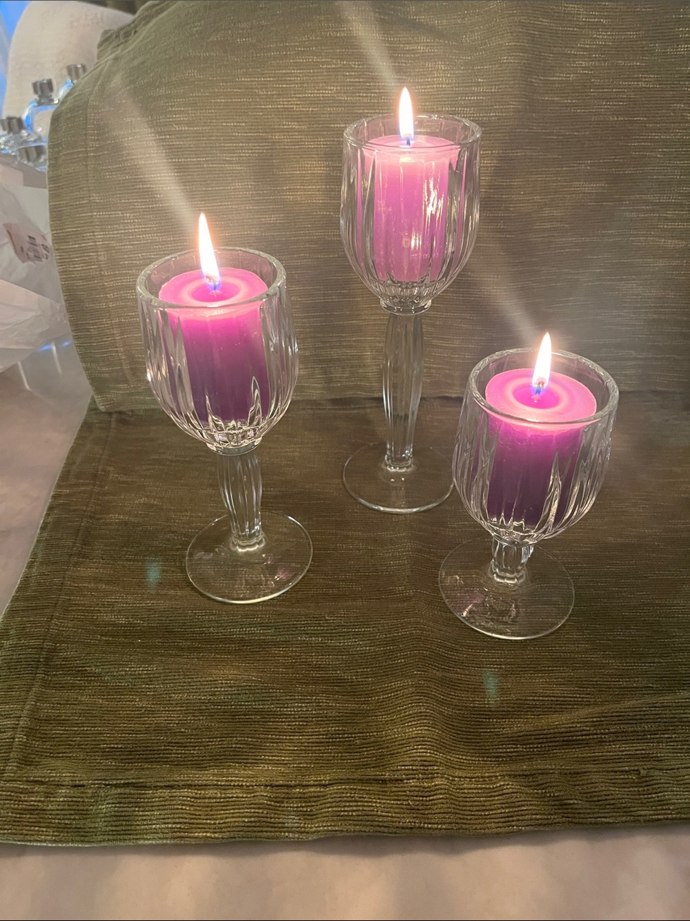 Vintage Home Interiors  Homeco votive Candle Holders, Set of 3 heavy glass